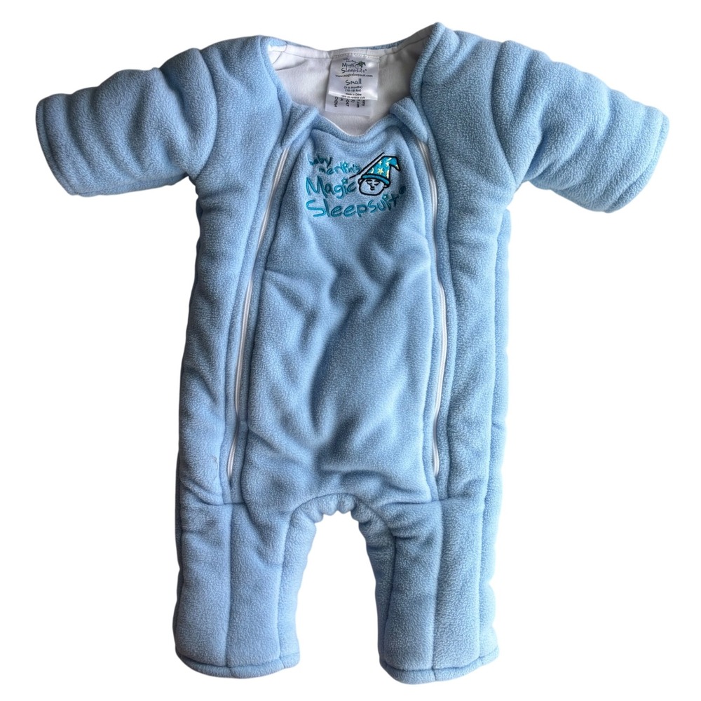 Baby Merlin Magic Sleepsuit Blue Fleece Transition Swaddle S 3-6 Months 12-18lb
